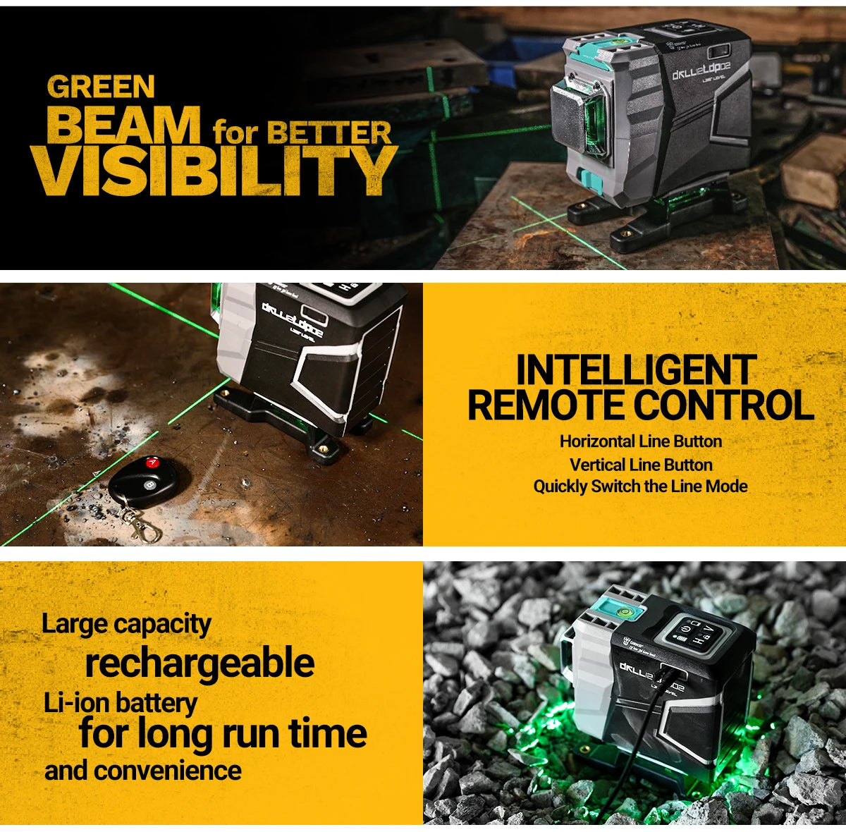 LASER NIVEAU 3D DEKO 12 Lignes - Vert Haute Précision