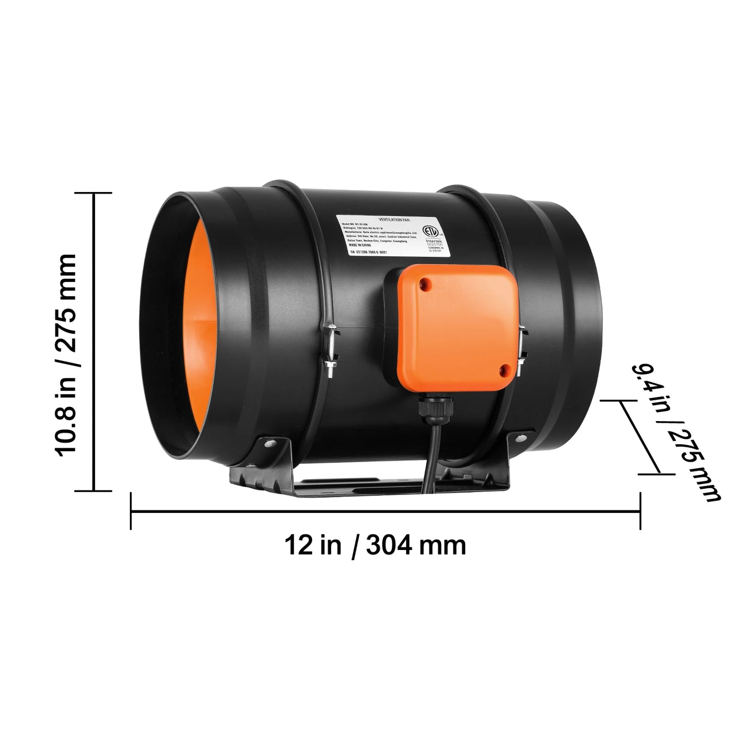 Ventilateur Extracteur d'Air VEVOR 4/6/8 Pouces avec Contrôleur Température et Humidité - Moteur EC Silencieux pour Ventilation Professionnelle
