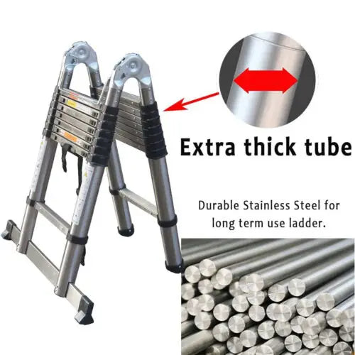 Échelle Télescopique DayPlus en Acier Inoxydable - Pliable et Portable - Capacité 150kg- Certifiée EN131