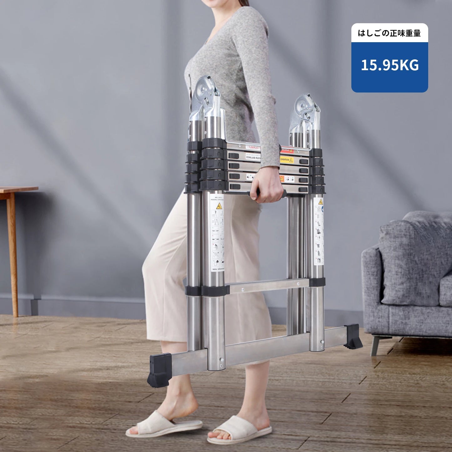 Échelle Télescopique DayPlus en Acier Inoxydable - Pliable et Portable - Capacité 150kg- Certifiée EN131