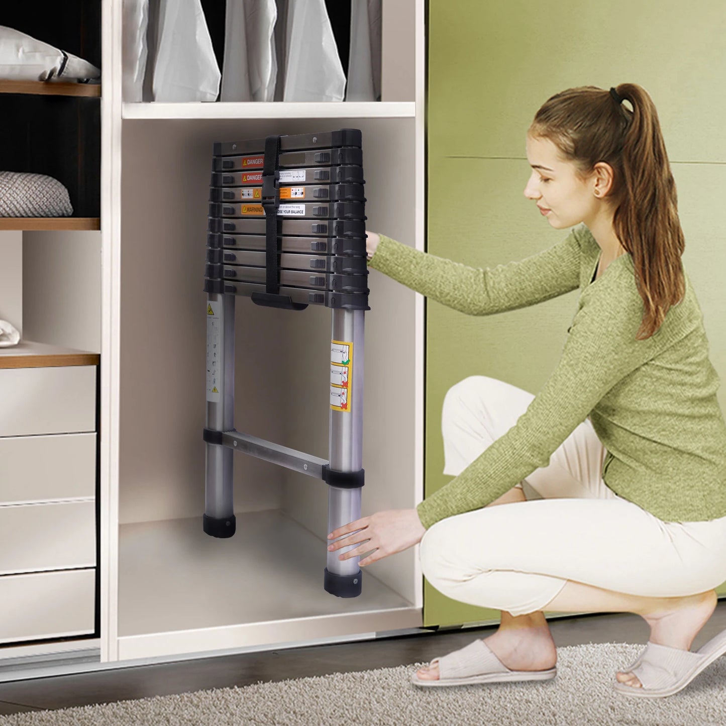 Échelle Télescopique DayPlus en Acier Inoxydable - Pliable et Portable - Capacité 150kg- Certifiée EN131