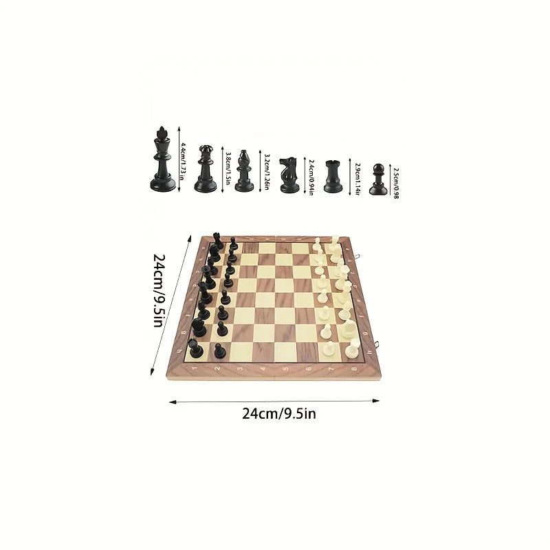 Jeu d'Échecs Magnétique Pliable en Bois Massif - Échiquier Portable pour Enfants et Famille - Jeu de Stratégie Éducatif
