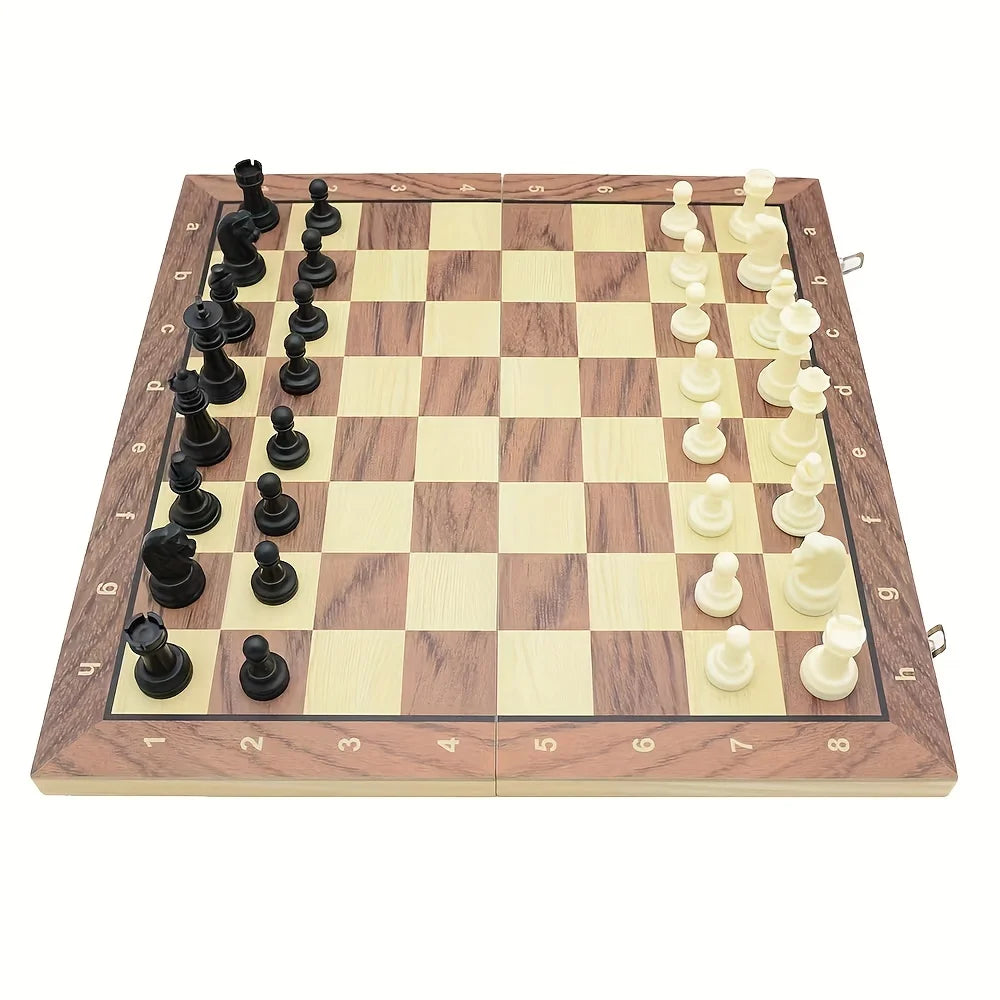 Jeu d'Échecs Magnétique Pliable en Bois Massif - Échiquier Portable pour Enfants et Famille - Jeu de Stratégie Éducatif