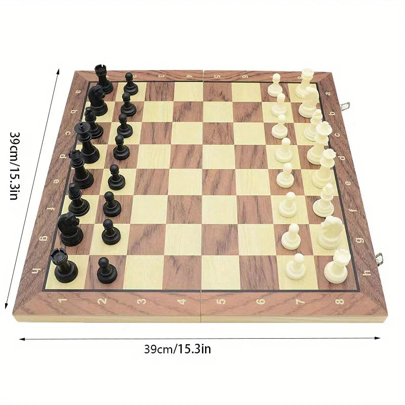Jeu d'Échecs Magnétique Pliable en Bois Massif - Échiquier Portable pour Enfants et Famille - Jeu de Stratégie Éducatif