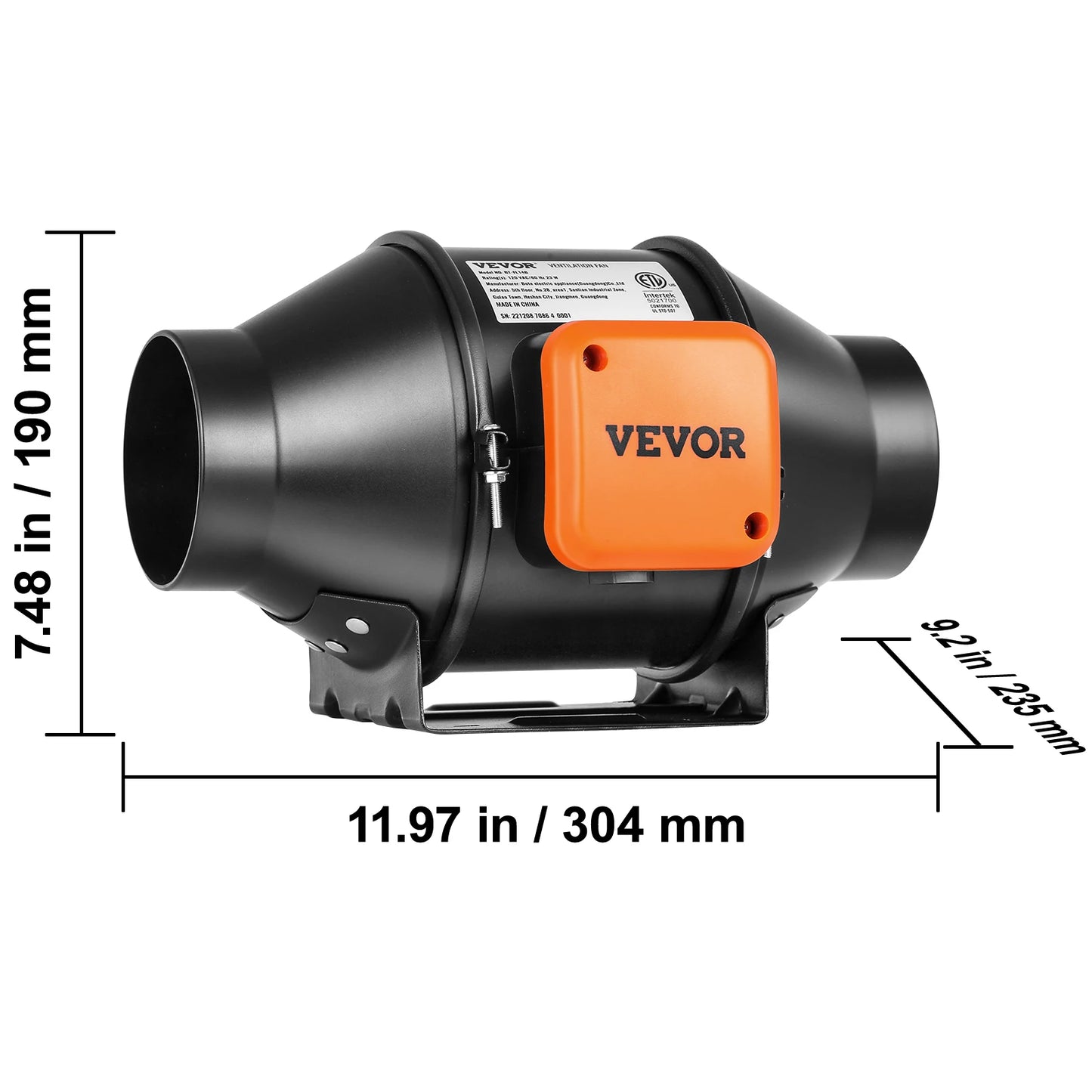 Ventilateur Extracteur d'Air VEVOR 4/6/8 Pouces avec Contrôleur Température et Humidité - Moteur EC Silencieux pour Ventilation Professionnelle
