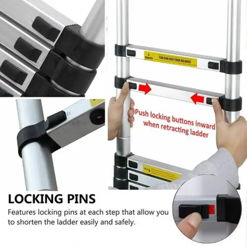 Échelle Télescopique DayPlus en Acier Inoxydable - Pliable et Portable - Capacité 150kg- Certifiée EN131