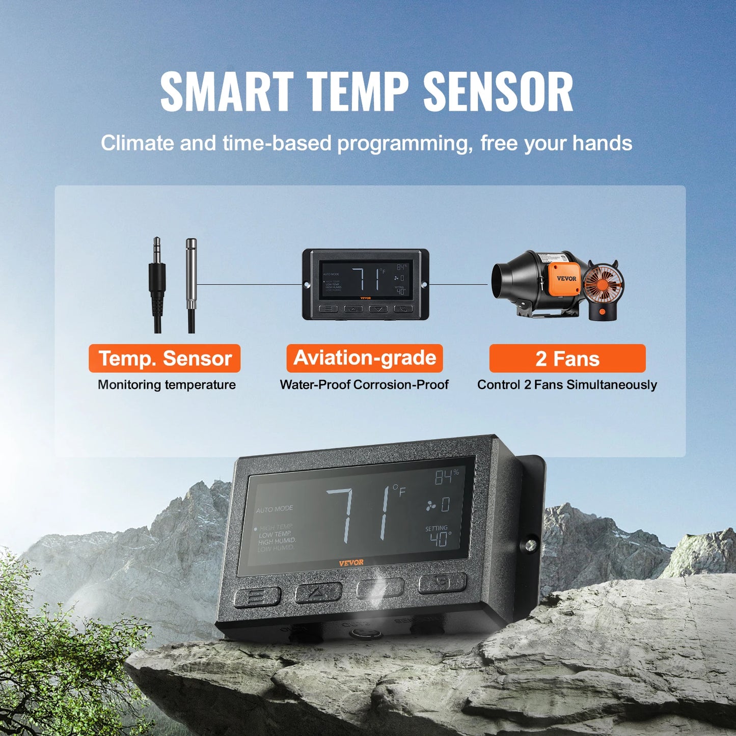 Ventilateur Extracteur d'Air VEVOR 4/6/8 Pouces avec Contrôleur Température et Humidité - Moteur EC Silencieux pour Ventilation Professionnelle