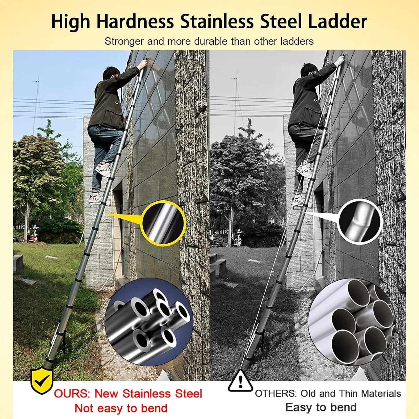 Échelle Télescopique DayPlus en Acier Inoxydable - Pliable et Portable - Capacité 150kg- Certifiée EN131