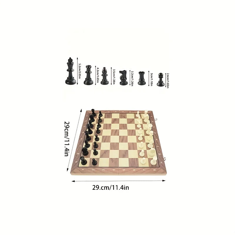 Jeu d'Échecs Magnétique Pliable en Bois Massif - Échiquier Portable pour Enfants et Famille - Jeu de Stratégie Éducatif