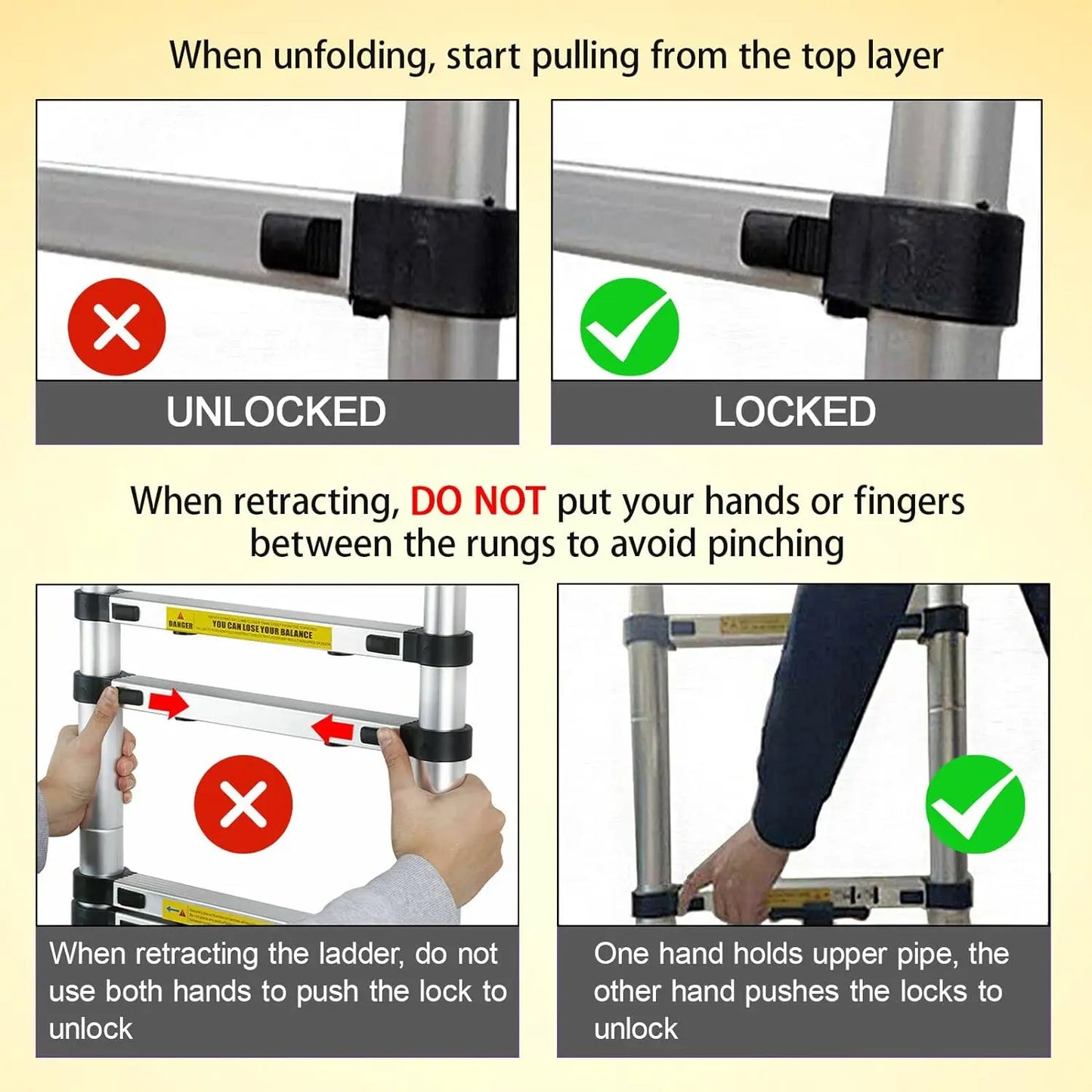 Échelle Télescopique DayPlus en Acier Inoxydable - Pliable et Portable - Capacité 150kg- Certifiée EN131