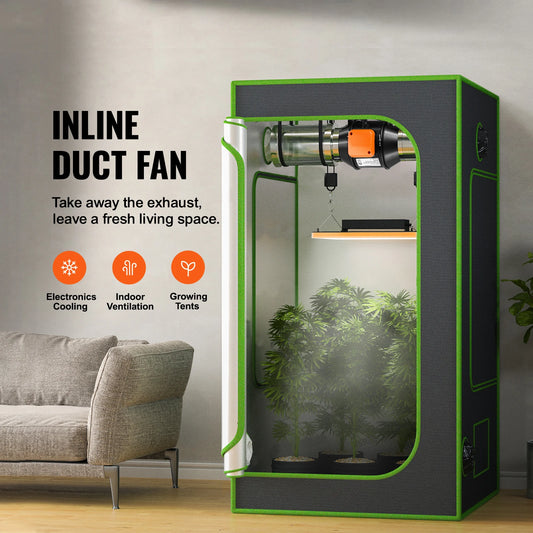 SucceBuy 4/6/8 inch Inline Duct Fan with Temperature Humidity Controller EC-motor Ventilation Exhaust Fan Ventilator for Home