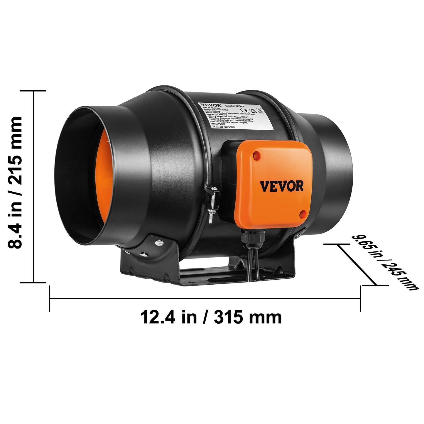 Ventilateur Extracteur d'Air VEVOR 4/6/8 Pouces avec Contrôleur Température et Humidité - Moteur EC Silencieux pour Ventilation Professionnelle