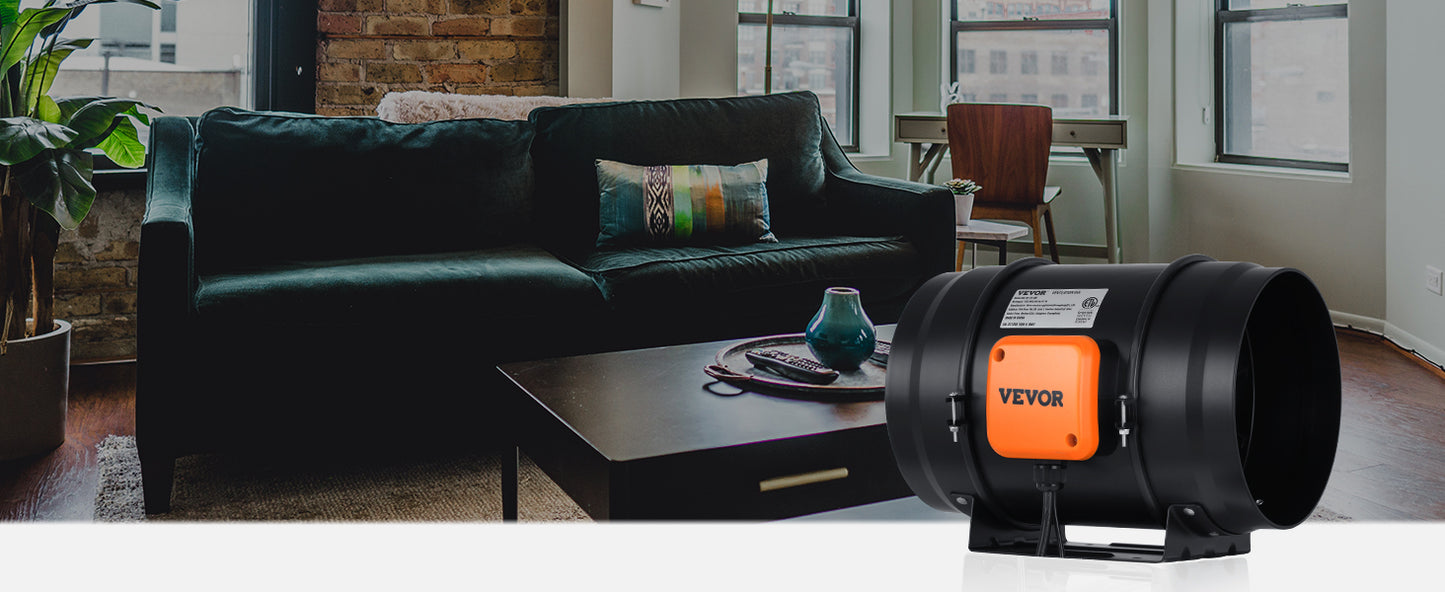 Ventilateur Extracteur d'Air VEVOR 4/6/8 Pouces avec Contrôleur Température et Humidité - Moteur EC Silencieux pour Ventilation Professionnelle